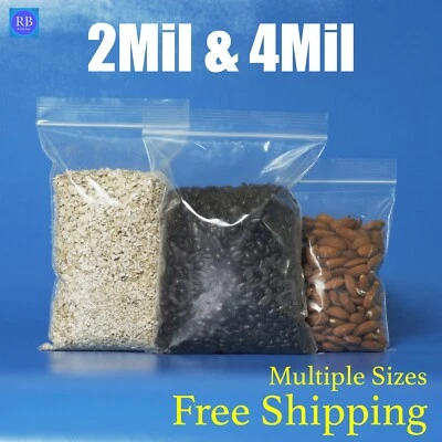 透明拉链密封塑料袋 4 Mil 重型聚乙烯可重复使用拉链顶锁 4 毫升 — 第 1/3 张图片