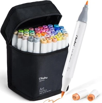 Ohuhu-Mid-tone Markers- 48 Color Alcohol Based Fine & Brush Markers - Refillable - Image 1 of 4