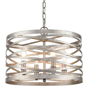 Pendant Light Fixture Annata 4 Light 16"W Cage Pendant - Nickel - Picture 1 of 2