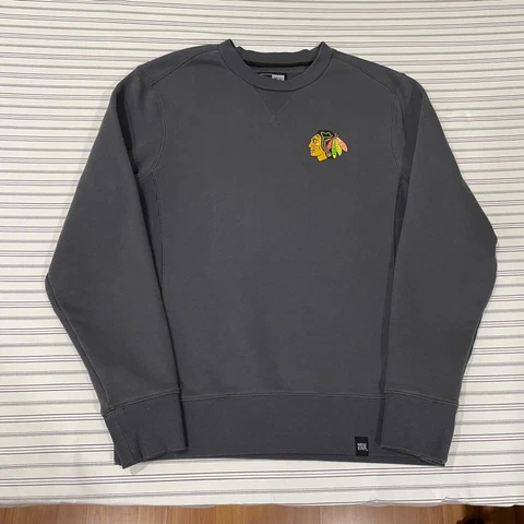 New Era NHL Blackhawks Hockey Pullover Crewneck Sweatshirt Mens Size Medium Gray Cover
