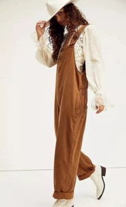 Free People Hunter Denim Overall We The Free Slouchy Adjustable Brown S NWT - Picture 1 of 7
