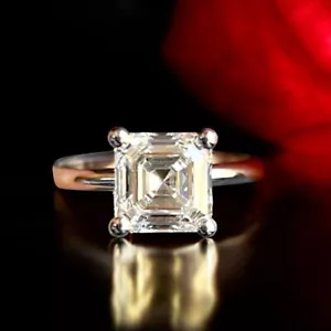 Diamond Rings Asscher 2 Carat IGI Lab Grown 18k White Gold Black Friday Sale - Picture 1 of 10