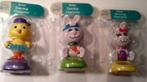 Easter Girl Bunny Boy Bunny And Chick With Bow solar dancer  Set Of 3 New
