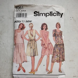 Vtg Simplicity Pattern 8961 Dress Drop Waist Back Zip Misses 18 20 22 CUT 1994 - Picture 1 of 7