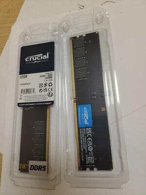 NEW Crucial 32GB DDR5 4800MHz CL40 Desktop Memory RAM (CT32G48C40U5). BRAND NEW. - Image 1 of 4