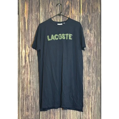 Lacoste женщин темно-синий футболка платье логотип вышитый размер 40 XL короткий рукав - Изображение 1 из 4