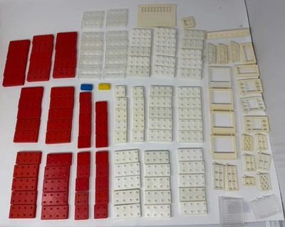 American Bricks Elgo plástico blanco/rojo/ventanas/puertas transparentes+ (100+ piezas, ~14 oz) Foto 1 de 4