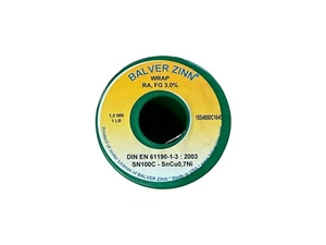 Balver Zinn SN100C filo saldante senza piombo 1,0 mm RA 3% flusso 1 libbra bobina - Foto 1 di 2