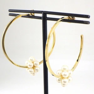 Pendientes perforados TASAKI pirámide EC-3993-18KYG aro perlas Akoya oro amarillo 750 - Imagen 1 de 11