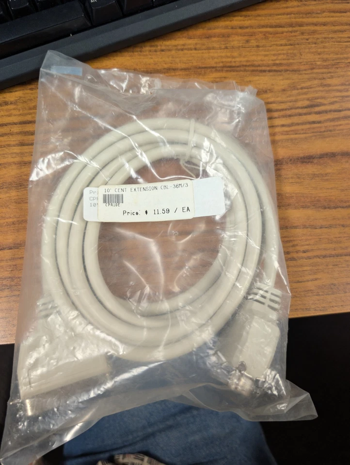 NEW OLD STOCK 10 FOOT DB36 Male to Male Parallel Printer Cable IEEE1284 - Image 1 of 1