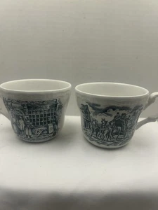 Zwei (2) Royal Tudor Ware Coaching Taverns 1828 Staffordshire Tea Time Trio Tassen - Bild 1 von 7