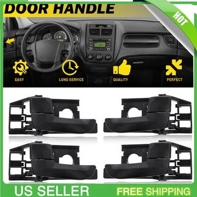 Juego de 4 manijas interiores de puerta para Kia Sportage 2005-2010 de plástico negro Foto 1 de 4