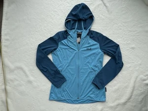 NUEVO CON ETIQUETAS Jack Wolfskin Hydro Chaqueta Ligera con Capucha Trail Senderismo Correr Azul Talla S - Imagen 1 de 17