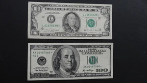 1990 & 2006 $100 DOLLAR FEDERAL RESERVE "STAR" NOTES- Both LOW SERIAL# - Picture 1 of 2