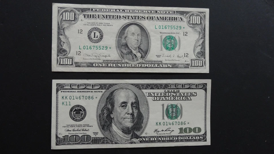 1990 & 2006 $100  DOLLAR FEDERAL RESERVE "STAR" NOTES- Both LOW SERIAL# - Image 1 of 2
