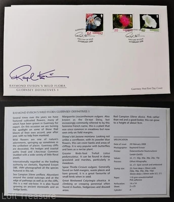 Guernsey Stamps: "Ray Evison Wild Flora - Definitives 2" First Day Cover 2008 - Image 1 of 3