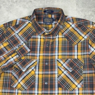Pendleton Frontier Hombres M Camisa Occidental a Cuadros a Presión Bolsillos con Solapa Manga Larga Rodeo Foto 1 de 4
