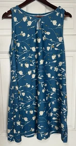 Nuu Muu klassisches Schlüsselloch Kleid Gr. XL blau geblümt Outdoor sportlich Made in USA - Bild 1 von 6