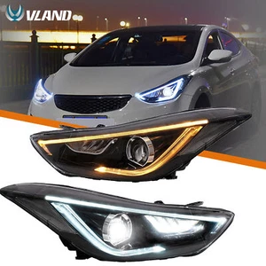 VLAND For 2012-2015 Hyundai Elantra LED Projector Headlights Pair Front Lamps - Picture 1 of 9