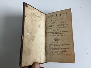  livre ancien de 1707 le plutus et les nuées de aristophane