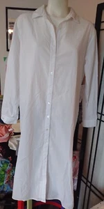 Stateside White Poplin Shirt Dress Medium 8-10 Cotton Long Sleeve NWT - Picture 1 of 11