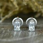 1Ct Radiant Cut Diamond Lab-Created Stud Earrings 14K In White Gold Finish
