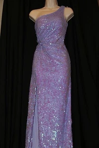 NWOT Lilac Sequin 1 Shoulder Formal Dress Gown Juniors Sz 3/4 Prom MORGAN & CO. - Picture 1 of 12