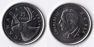 2024 CANADA QUARTER, KING CHARLES III, ROYAL CANADIAN MINT 25 CENTS COIN, CIRC. - Picture 1 of 2