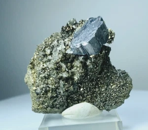BOURNONITE CRYSTALS with PYRITES and QUARTZS from BOLIVIA.........COGWHEEL SHAPE - Picture 1 of 15