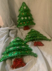 MERRY CHRISTMAS ORNAMENTS DECORATIONS GREEN TREES-13 INCHES - Picture 1 of 2