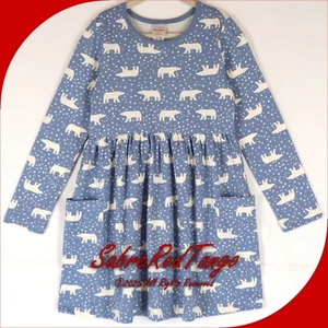 NWT HANNA ANDERSSON LONG SLEEVE PLAYGROUND POCKET DRESS SNOWY POLAR BEAR 130 8 - Picture 1 of 4