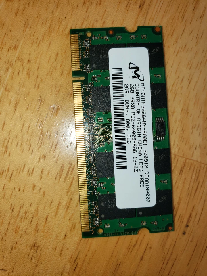 MICRON 2GB DDR2 SODIMM PC2-6400 2RX8 Memory Module - Image 1 of 1