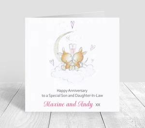 Personalised Wedding Anniversary Card Son Daughter In Law Couple Mum and Dad - Picture 1 of 1