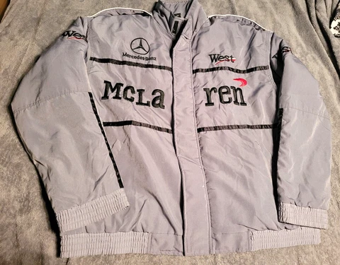 Vintage Mobil 1 Mercedes Benz McLaren West Formula 1 Jacket Coat Men's XL Cover
