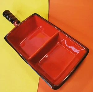 Metlox Poppytrail Vernon Red Rooster Red Rectangle Divided Vegetable Dish - Picture 1 of 9