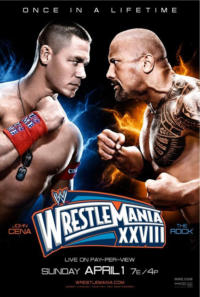 Póster oficial del evento WWE Wrestlemania 28 John Cena vs The Rock nuevo Mundial de Miami Foto 1 de 1