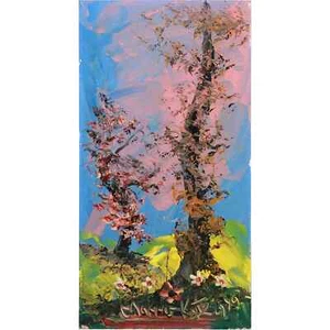 Morris Katz Jewish American, Acrylic on Board Painting, Spring Blooming. 24"x12" - Picture 1 of 12