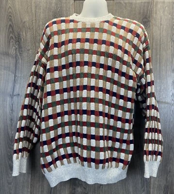 VTG Claybrooke Outdoors Sweater Mens Medium Geometric Multicolor 90s Cosby XXL - Image 1 of 4