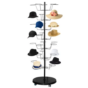 7 Tier 35 Hats Black Rotating Hat Display Rack Metal Floor Caps Headwear Stand - Picture 1 of 9