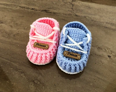 Crochet baby boy shoes, Newborn baby booties, Gifts For New Mom Preemie Crochet - Image 1 of 4