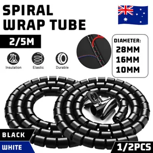 Cable Tidy Wire Kit PC TV Organising Wrap Tool Cover Spiral Tube Office Home AU - Picture 1 of 15
