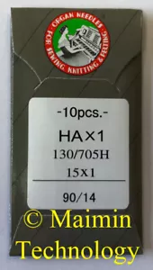 10 AGHI PER MACCHINA DA CUCIRE CASA 90/14 ORGANO AFFILATO GAMBO PIATTO 15X1 HAX1 130/705 - Foto 1 di 1