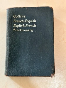 1964 COLLINS FRENCH-ENGLISH DICTIONARY Blue Leather Pocket Edition - Picture 1 of 4