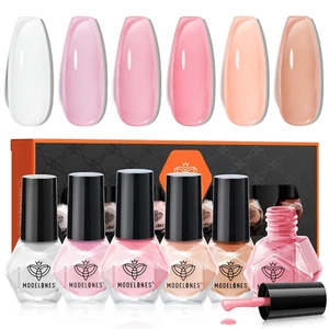 Jelly Nail Polish, 6 Colors Sheer Nude Pink Milky White Neutral Nude Nail Polish - Picture 1 of 12