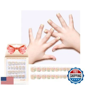 Kawyehu Kids Press on Nails Bambini Unghie Finte Punte Unghie Artificiali Adesivo - Foto 1 di 5