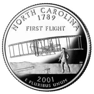 πΊπΈ US State Quarter coin, USA 25 cents, First Flight - North Carolina, 2001 - Picture 1 of 2