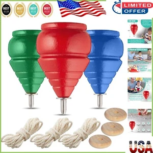 Authentic Handcrafted Wooden Spinning Tops - Perfect for Kids & Collectors - Picture 1 of 8