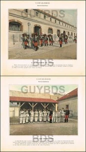 TYPOGRAVURE XIXe ARMéE CAVALERIE DESCENTE de CHEVAL / éCOLE des TROMPETTES - Picture 1 of 1