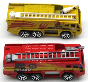 Airport Fire Trucks 1992 Matchbox Red 5 Alarm Yellow Metro Alarm Ladder & Nozzel - Picture 1 of 5