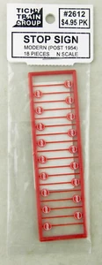 N Scale Red Stop Signs, Modern (Post 1954) - 18 Pcs - Tichy Train Group #2612 - Picture 1 of 2